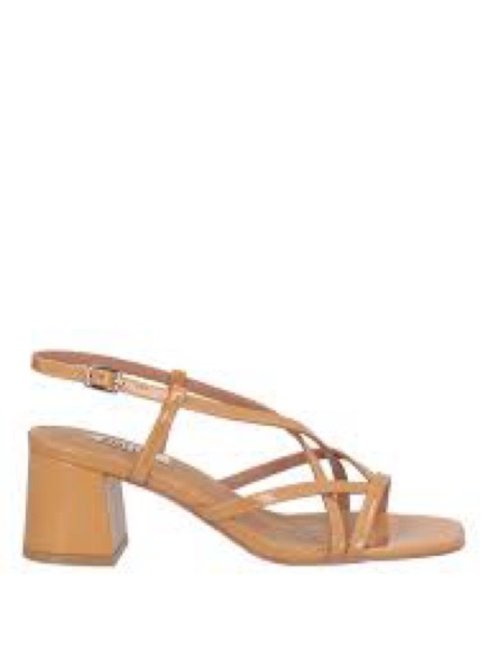 Bibi Lou Strappy Block Heel Sandal - Tan Patent Leather 38